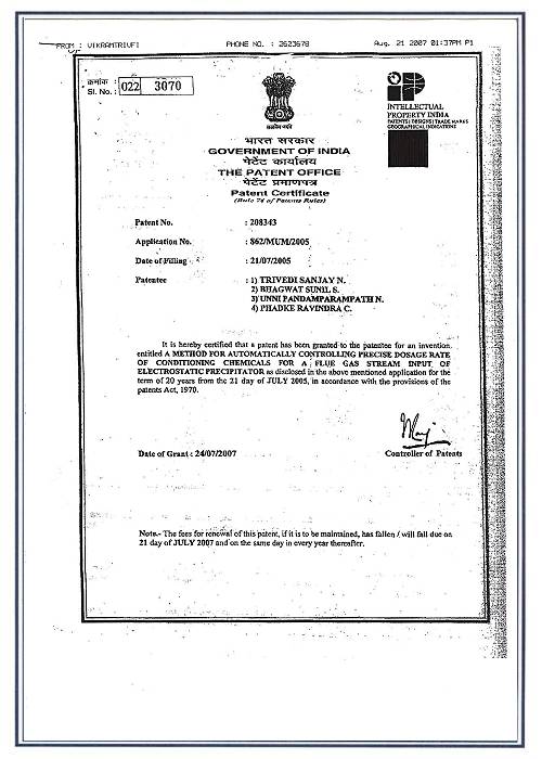 FGC Patent Certificate